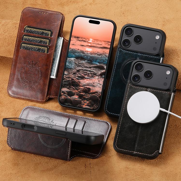 Suteni J05 Leather Magnetic MagSafe Phone Case, For iPhone 17 AIr, For iPhone 16 Pro Max, For iPhone 16 Pro, For iPhone 16 Plus, For iPhone 16, For iPhone 15 Pro Max