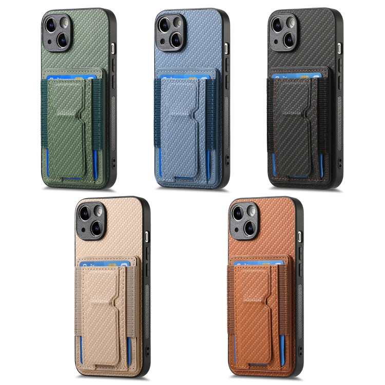 Carbon Fiber Fold Stand Elastic Card Bag Phone Case, For iPhone 14 Pro Max, For iPhone 7 / 8 / SE 2022, For iPhone 13 Pro Max, For iPhone 13 Pro