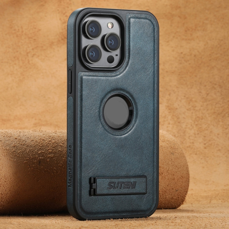 Suteni G2 Magsafe Oil Wax Leather Back Phone Case with Holder, For iPhone 18, For iPhone 18 Pro, For iPhone 18 Pro Max, For iPhone 17 Pro Max, For iPhone 17 Pro, For iPhone 17, For iPhone Air, For iPhone 16 Pro Max