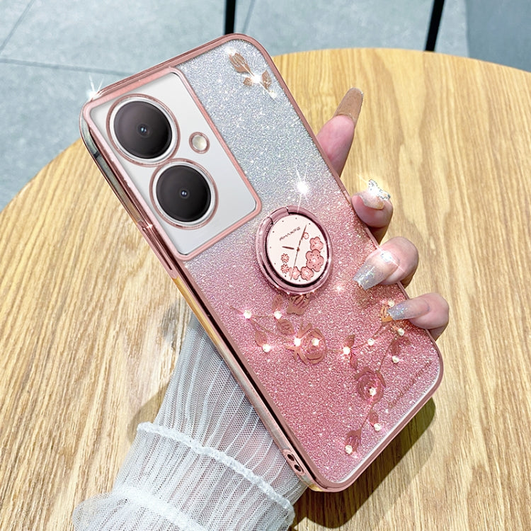 Gradient Glitter Immortal Flower Ring All-inclusive Phone Case, For vivo S18 Pro, For vivo S18E, For vivo S18, For vivo Y100i, For vivo Y78+