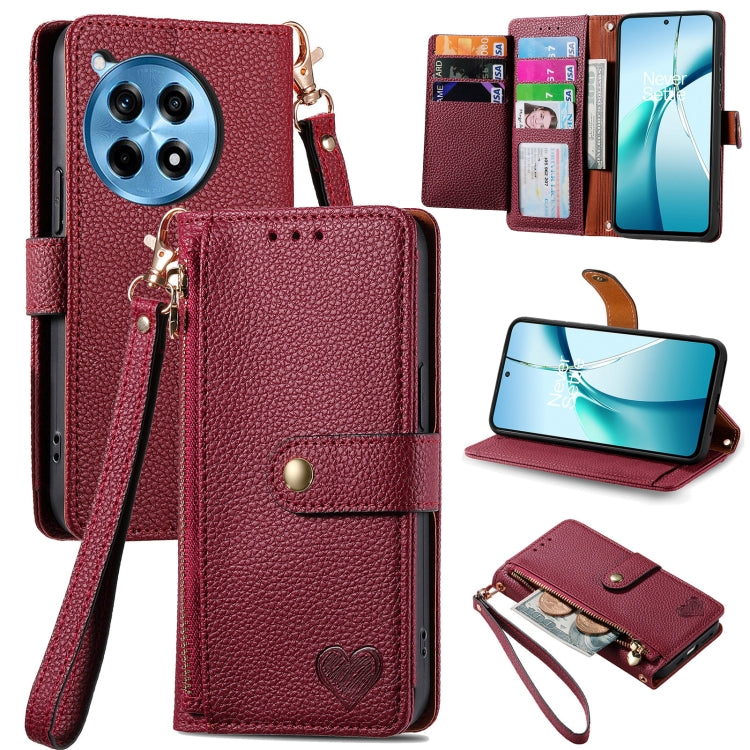 Love Zipper Lanyard Leather Phone Case