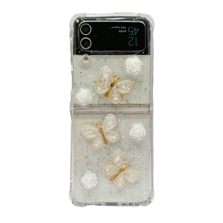 Three-dimensional Butterfly Glitter TPU Phone Case, For Samsung Galaxy Z Flip6 / Flip7 FE, For Samsung Galaxy Z Flip5, For Samsung Galaxy Z Flip4, For Samsung Galaxy Z Flip3