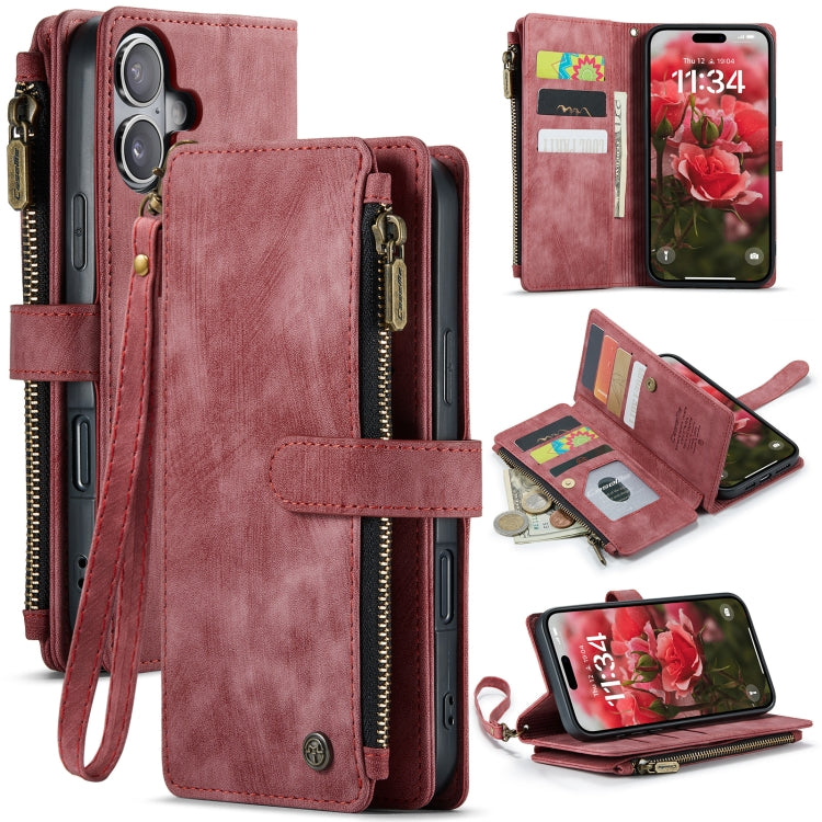 CaseMe C30 Card Slots Zipper Wallet Leather Phone Case, For iPhone Duo, For iPhone 17, For iPhone Air, For iPhone 16 Pro Max, For iPhone 16 Pro, For iPhone 16 Plus