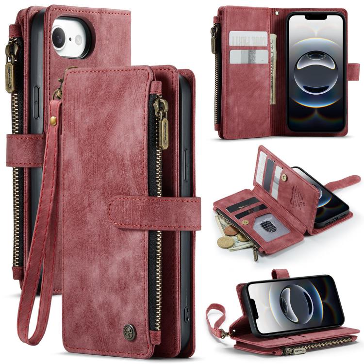 CaseMe C30 Card Slots Zipper Wallet Leather Phone Case, For iPhone 16, For iPhone 18 Pro / 17 Pro, For iPhone 18 Pro Max / 17 Pro Max, For iPhone 17e / 16e