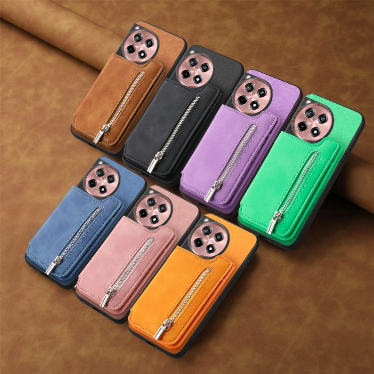 Retro MagSafe Zipper Wallet Card Bag Back Phone Case, For OnePlus Nord CE4 / Ace 3V, For OnePlus Ace 3 5G / 12R 5G