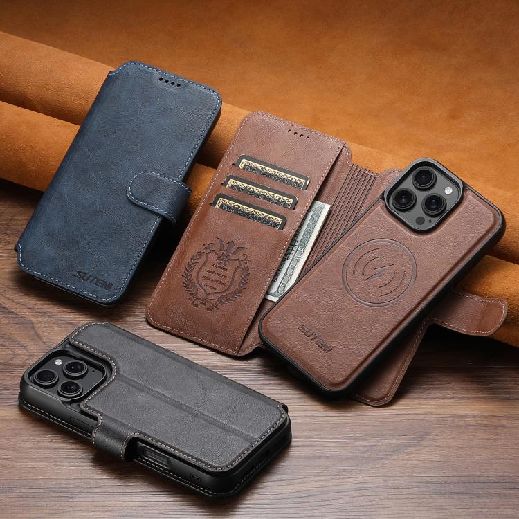 Suteni Q05 2-in-1 Multi-function Detachable Wallet MagSafe Phone Case, For iPhone 16 Pro, For iPhone 16 Plus, For iPhone 16, For iPhone 15 Pro Max, For iPhone 15 Pro, For iPhone 15 Plus, For iPhone 15, For iPhone 14 Plus