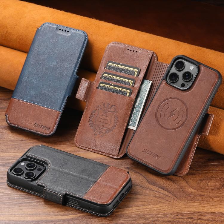 Suteni Q06 2-in-1 Multi-function Detachable Wallet MagSafe Phone Case, For iPhone 12 Pro