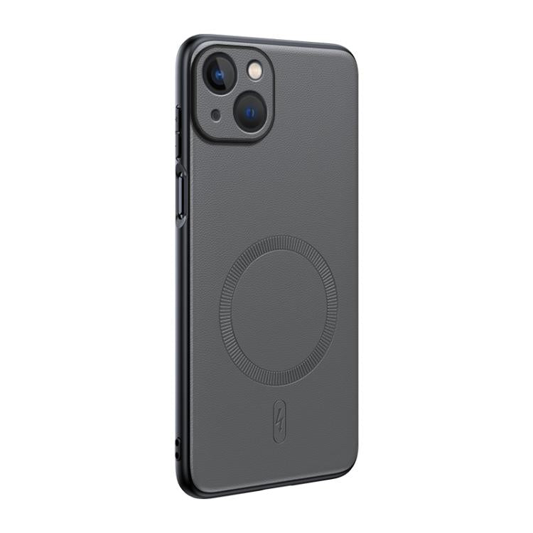 Plain Leather MagSafe Shockproof Phone Case, For iPhone 13 Pro, For iPhone 13