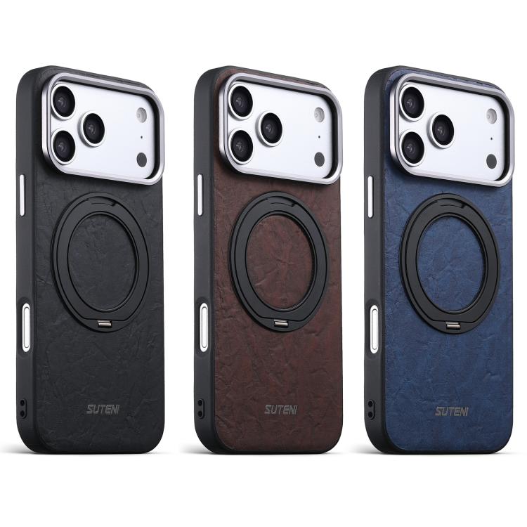 Suteni G9 Rock Texture Magnetic Holder Phone Case, For iPhone 18 Pro, For iPhone 18 Pro Max, For iPhone 17 Pro Max, For iPhone 17 Pro, For iPhone 17, For iPhone 16 Pro Max, For iPhone 16 Pro, For iPhone 16