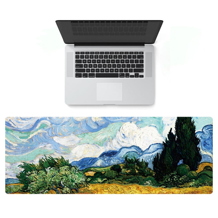 Am002 Large Oil Painting Desk Rubber Mouse Pad, 400x900x5mm Stitched Edges, 300x800x1.5mm No Stitched Edges, 300x800x3mm Stitched Edges