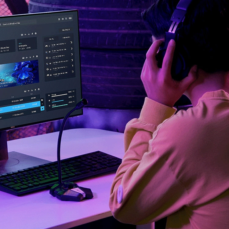 JK Omni-directional Pick-up Microphone Built-in Sound Card Flexible Gaming Mic, 3.5mm