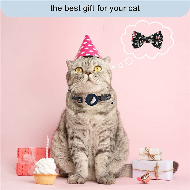 Anti-Lost Printed Bow Pet Collar with Bell for AirTag 2nd Gen / AirTag 1st Gen, Yellow, Blue, Pink, Deep Blue, Orange, Mint Green