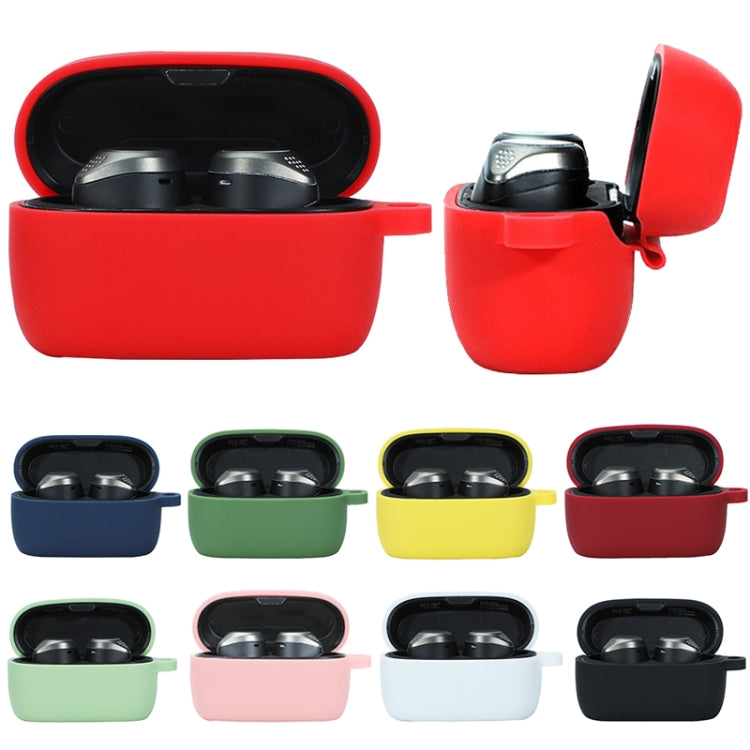 For Jabra Elite75T Sports Bluetooth Headphones Soft Silicone Case with hooks, Black, White, Pink, Red, Matcha Green, Wine Red, Yellow, Grass Green, Noon Blue