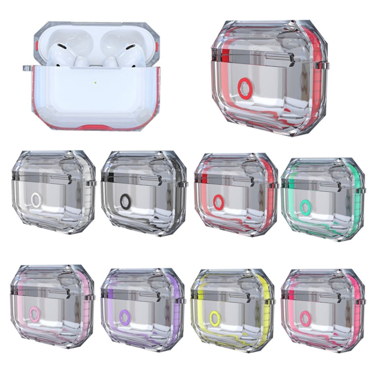 For AirPodS Pro RJT-AP-03 Bluetooth Earphone Transparent Soft Case TPU Protection Cover, White, Black, Red, Blue, Pink, Violet, Fluorescent Yellow, Rose Red