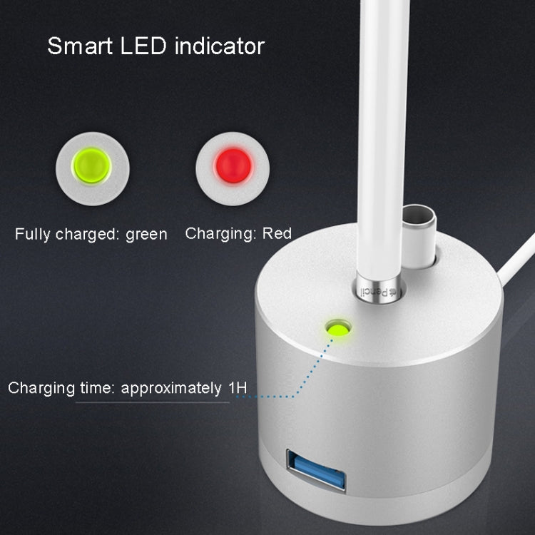 For Apple Pencil 1 USB Charging Adapter Metal Base With LED Indicator, A48 Black