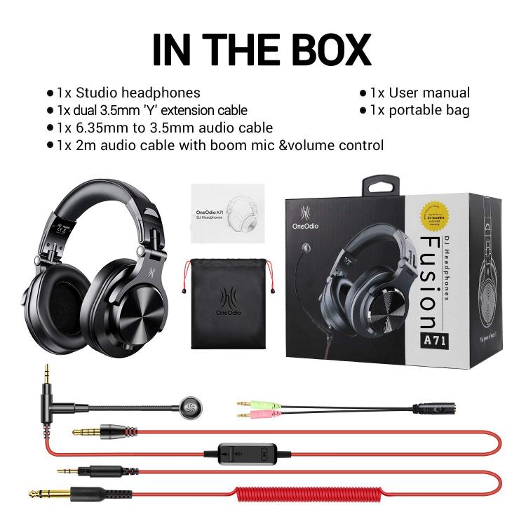 OneOdio A71M Headset Wired DJ Disc Monitor Headphones With Mic Computer Headphone