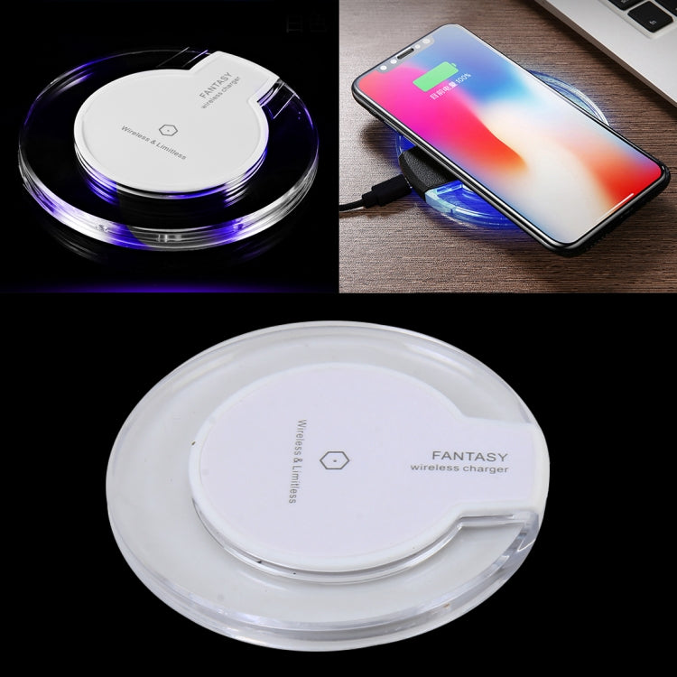 15W Safety Wireless and Limitless QI-standard Wireless Charger Fast Charging Charger with Micro USB Cable, Black+White, White