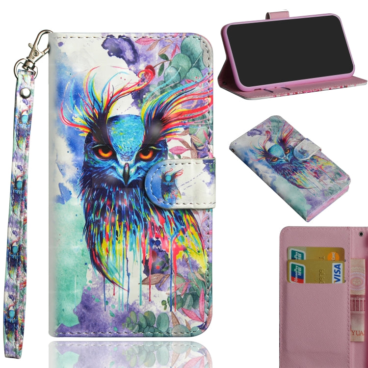 3D Painting Pattern Coloured Drawing Horizontal Flip TPU + PU Leather Case with Holder & Card Slots & Wallet