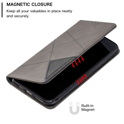 Rhombus Texture Horizontal Flip Magnetic Leather Case with Holder & Card Slots & Wallet