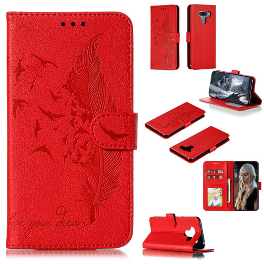 Feather Pattern Litchi Texture Horizontal Flip Leather Case with Wallet & Holder & Card Slots