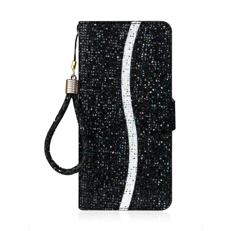 Glitter Powder Horizontal Flip Leather Case with Card Slots & Holder & Lanyard