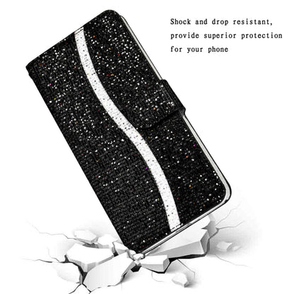 Glitter Powder Horizontal Flip Leather Case with Card Slots & Holder & Lanyard