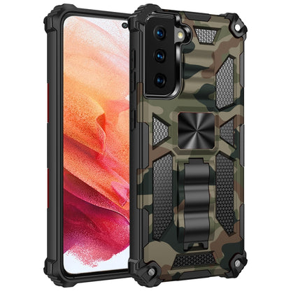 Camouflage Armor Shockproof TPU + PC Magnetic Protective Case with Holder