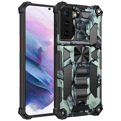 Camouflage Armor Shockproof TPU + PC Magnetic Protective Case with Holder