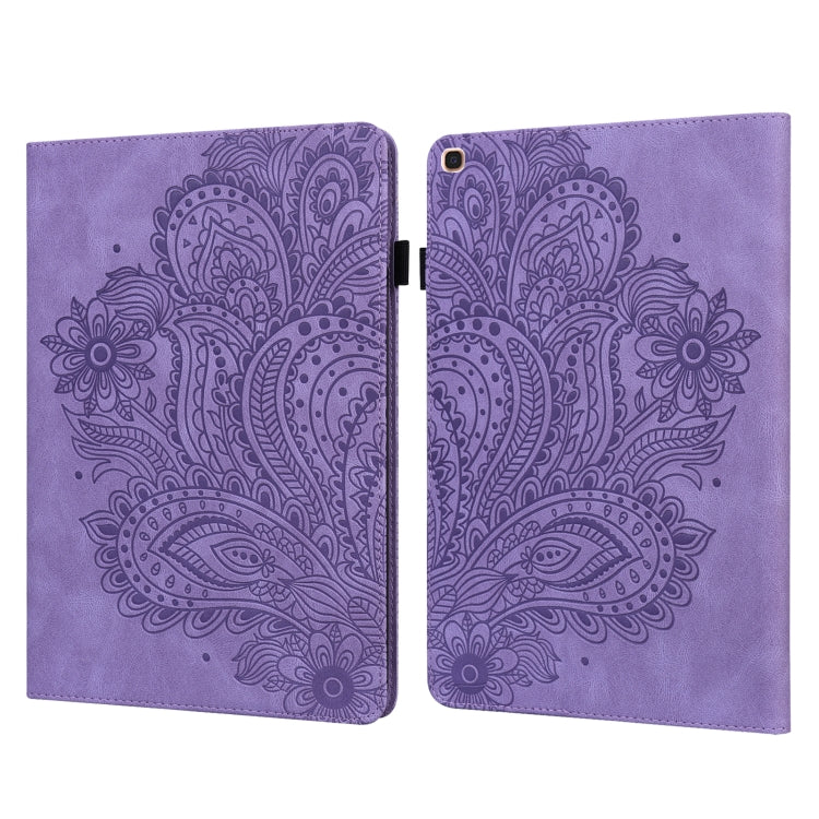 Peacock Embossed Pattern TPU + PU Horizontal Flip Leather Case with Holder & Card Slots & Wallet, For Samsung Galaxy Tab A7 T500, For Samsung Galaxy Tab S6 Lite P610, For Samsung Galaxy Tab A 8.0 (2019) T290, For Samsung Galaxy Tab A 10.1 (2019) T510