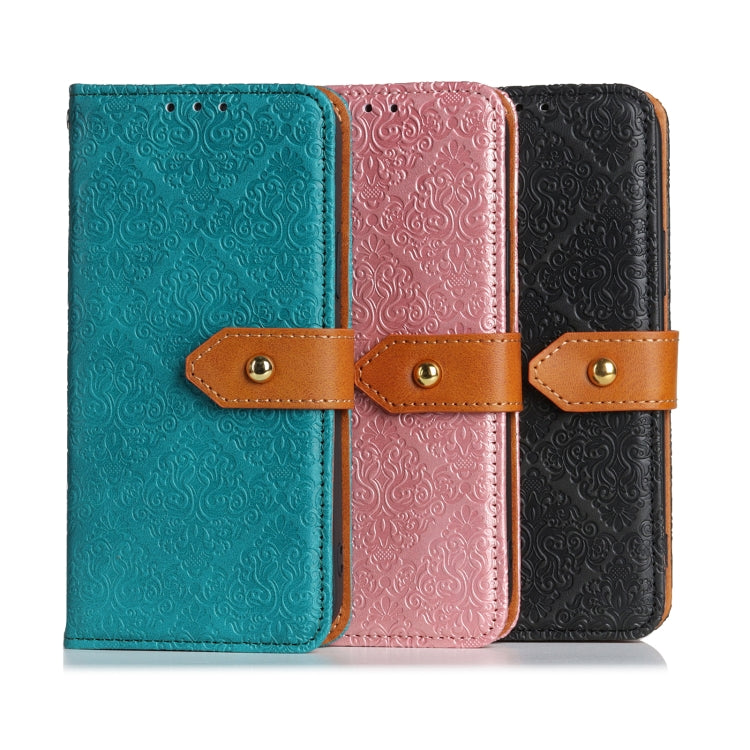 European Floral Embossed Copper Buckle Horizontal Flip PU Leather Case with Holder & Card Slots & Wallet & Photo Frame