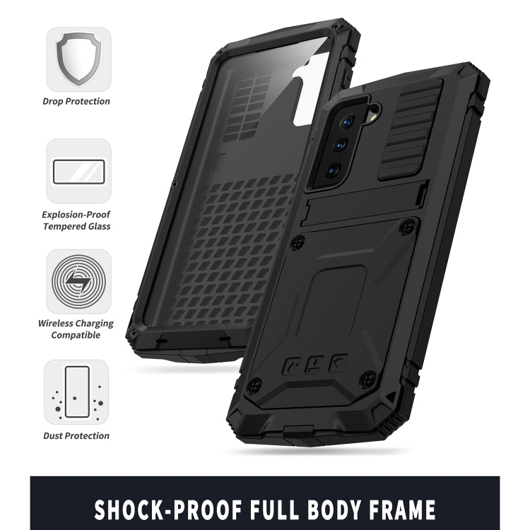 R-JUST Shockproof Waterproof Dust-proof Metal + Silicone Protective Case with Holder