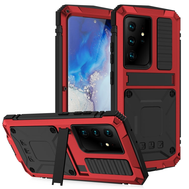 R-JUST Shockproof Waterproof Dust-proof Metal + Silicone Protective Case with Holder