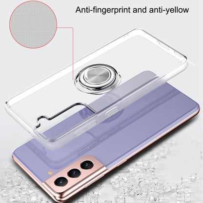 Pure Color Shockproof Transparent TPU + Acrylic Protective Case with Ring Holder