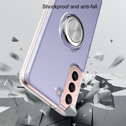 Pure Color Shockproof Transparent TPU + Acrylic Protective Case with Ring Holder