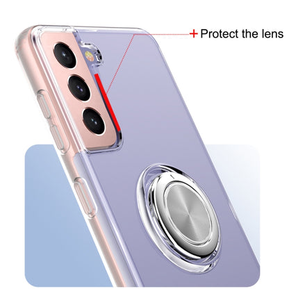 Pure Color Shockproof Transparent TPU + Acrylic Protective Case with Ring Holder