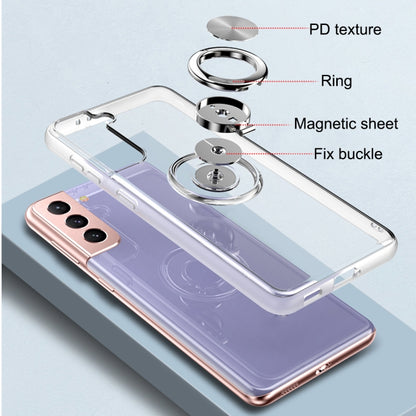 Pure Color Shockproof Transparent TPU + Acrylic Protective Case with Ring Holder