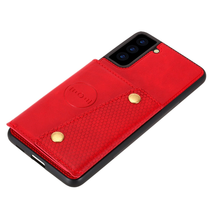 Double Buckle PU + TPU Shockproof Magnetic Protective Case with Card Slot & Holder, For Samsung Galaxy S21 5G, For Samsung Galaxy S21+ 5G, For Samsung Galaxy S21 Ultra 5G