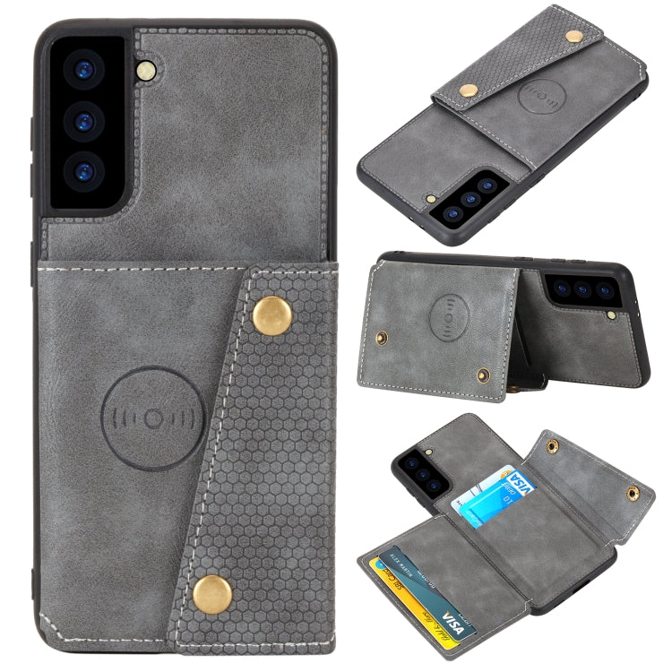 Double Buckle PU + TPU Shockproof Magnetic Protective Case with Card Slot & Holder, For Samsung Galaxy S21 5G, For Samsung Galaxy S21+ 5G, For Samsung Galaxy S21 Ultra 5G