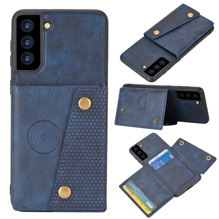 Double Buckle PU + TPU Shockproof Magnetic Protective Case with Card Slot & Holder, For Samsung Galaxy S21 5G, For Samsung Galaxy S21+ 5G, For Samsung Galaxy S21 Ultra 5G