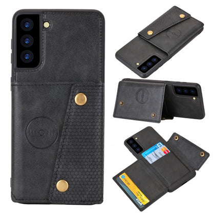 Double Buckle PU + TPU Shockproof Magnetic Protective Case with Card Slot & Holder, For Samsung Galaxy S21 5G, For Samsung Galaxy S21+ 5G, For Samsung Galaxy S21 Ultra 5G
