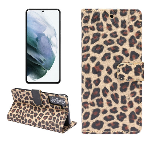 Leopard Pattern Horizontal Flip Leather Case with Holder & Card Slots, For Samsung Galaxy S21+ 5G