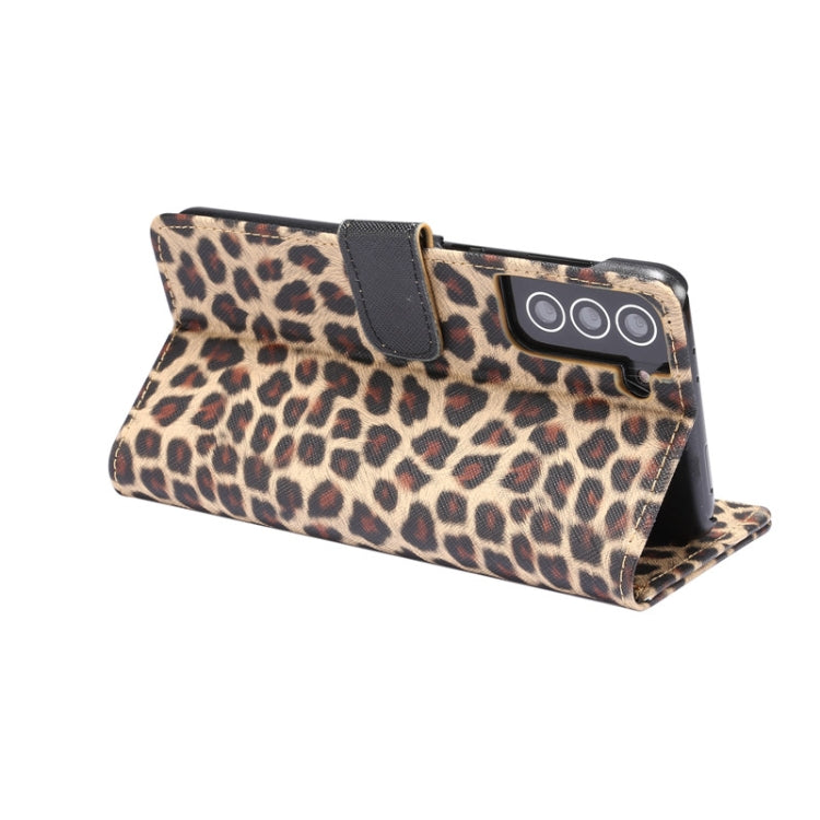 Leopard Pattern Horizontal Flip Leather Case with Holder & Card Slots, For Samsung Galaxy S21+ 5G