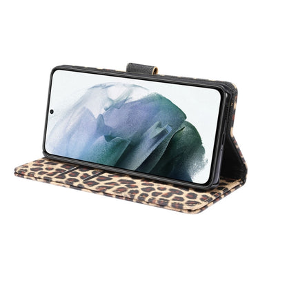 Leopard Pattern Horizontal Flip Leather Case with Holder & Card Slots, For Samsung Galaxy S21+ 5G