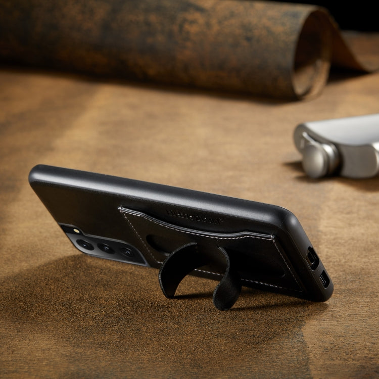 Fierre Shann Full Coverage Protective Leather Case with Holder & Card Slot, For Samsung Galaxy S21 5G, For Samsung Galaxy S21+ 5G, For Samsung Galaxy S21 Ultra 5G