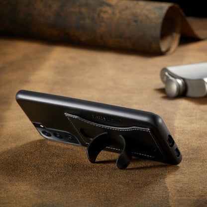 Fierre Shann Full Coverage Protective Leather Case with Holder & Card Slot, For Samsung Galaxy S21 5G, For Samsung Galaxy S21+ 5G, For Samsung Galaxy S21 Ultra 5G