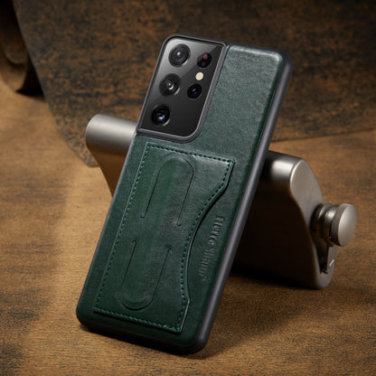 Fierre Shann Full Coverage Protective Leather Case with Holder & Card Slot, For Samsung Galaxy S21 5G, For Samsung Galaxy S21+ 5G, For Samsung Galaxy S21 Ultra 5G