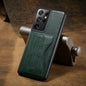 Fierre Shann Full Coverage Protective Leather Case with Holder & Card Slot, For Samsung Galaxy S21 5G, For Samsung Galaxy S21+ 5G, For Samsung Galaxy S21 Ultra 5G