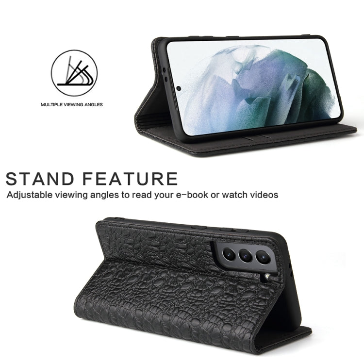 Fierre Shann Crocodile Texture Magnetic Horizontal Flip Genuine Leather Case with Holder & Card Slot