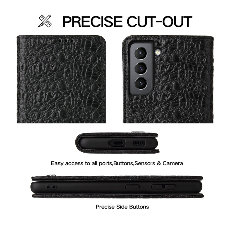 Fierre Shann Crocodile Texture Magnetic Horizontal Flip Genuine Leather Case with Holder & Card Slot