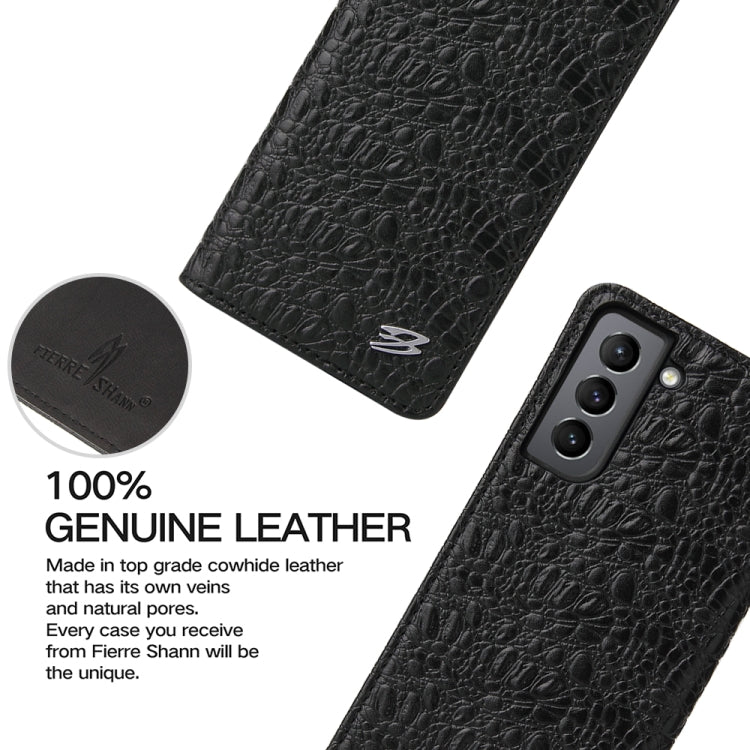 Fierre Shann Crocodile Texture Magnetic Horizontal Flip Genuine Leather Case with Holder & Card Slot